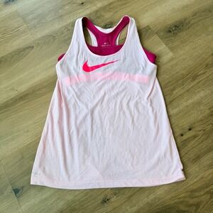 Nike Dri-FIT Pink Dual Layer Racerback Athletic Tank Top Built-in Bra Size XL